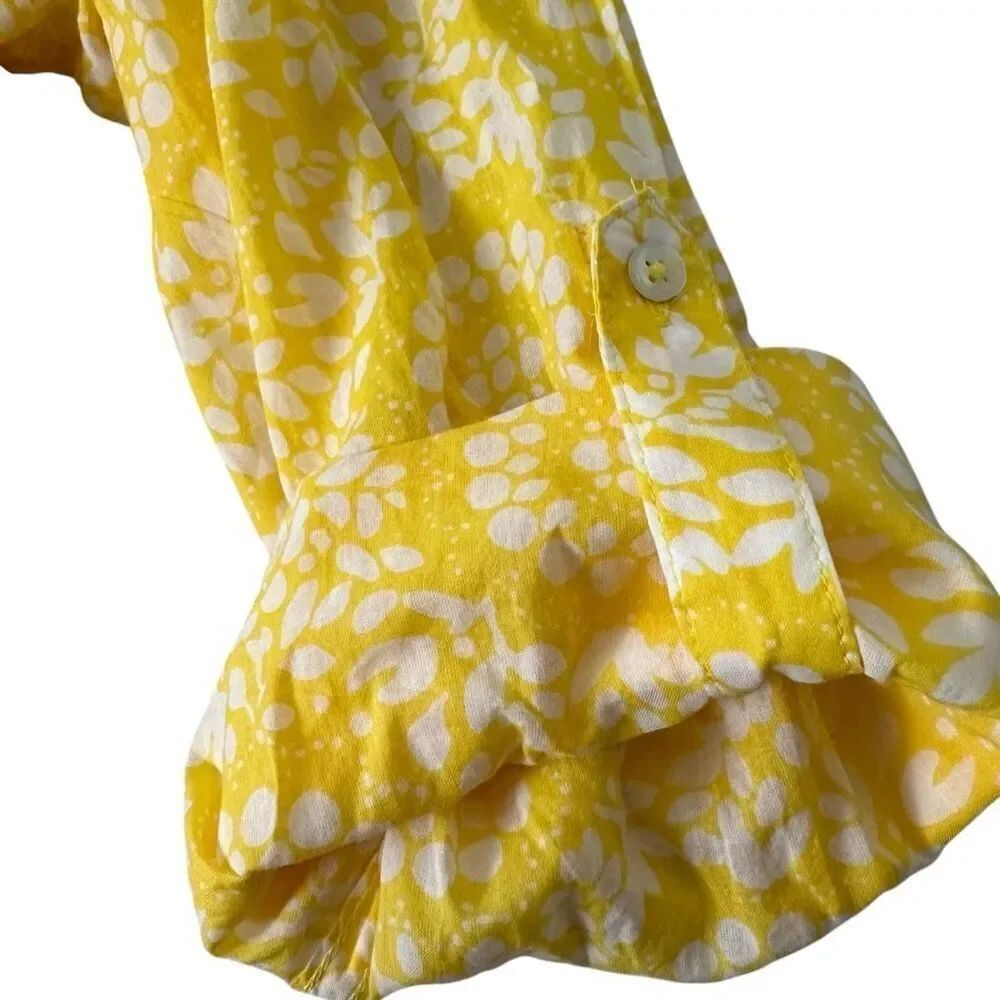 Talbots 2XP Collared Lightweight Button Front Blouse Yellow White - Picture 6 of 8